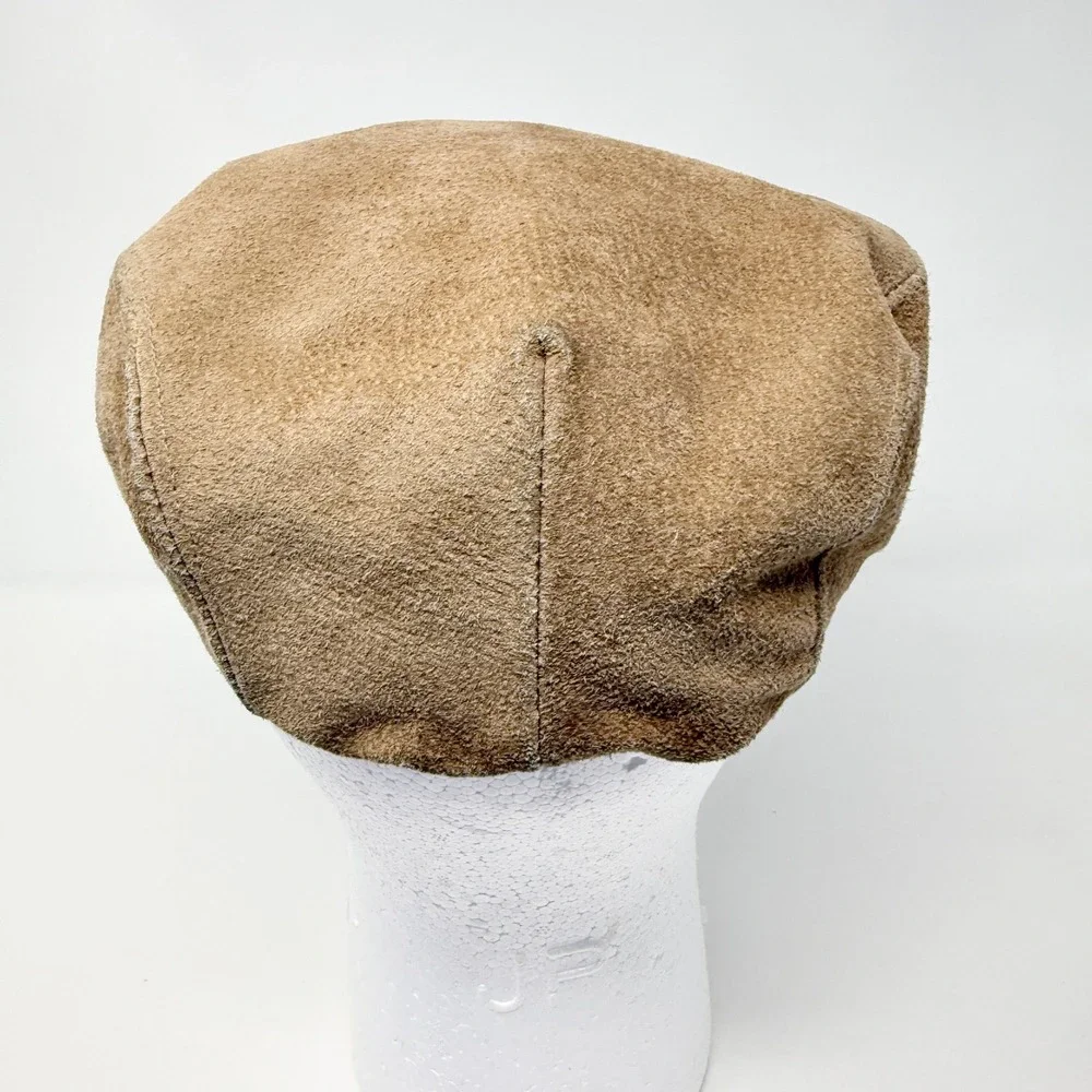 Country Gentleman Mens Tan Suede Flat Cap Ivy Newsboy Driving Hat Size XL